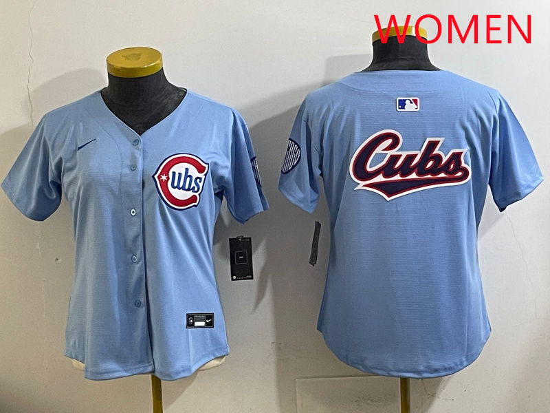 Women 2025 Chicago Cubs blank Blue Game Nike MLB Jersey style 3->women mlb jersey->Women Jersey